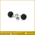 4mm 316L Stainless Steel Black Shamballa Earrings Cubic Zircon Ear Studs